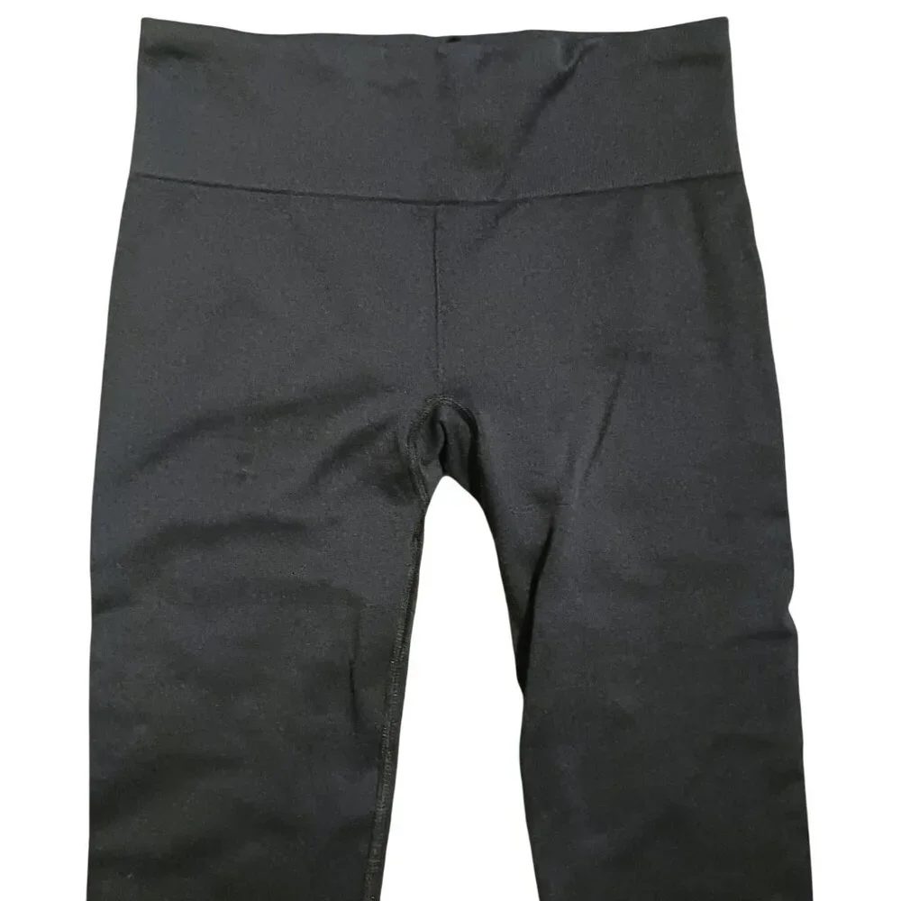 Athleta Women's Black Nylon Spandex Leggings Ruffled‎ Ankle Detail Size S